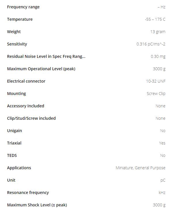 BK 微型三軸壓電電荷型加速度計4326-A型技術參數