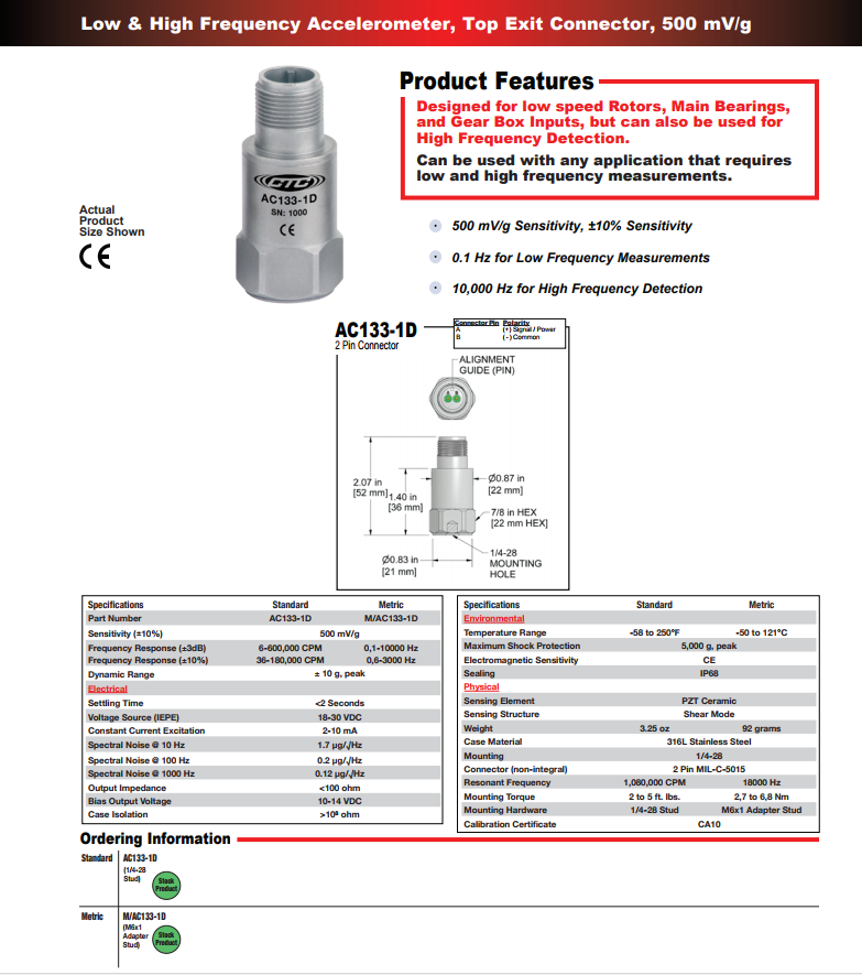 CTC低頻加速度振動計AC133技術(shù)參數(shù)